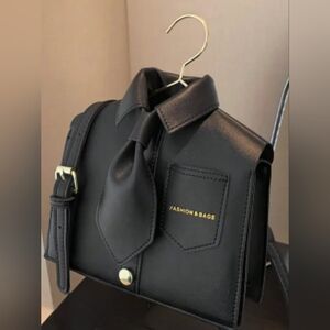 Chic Collar Crossbody Bag with Tie Attachment